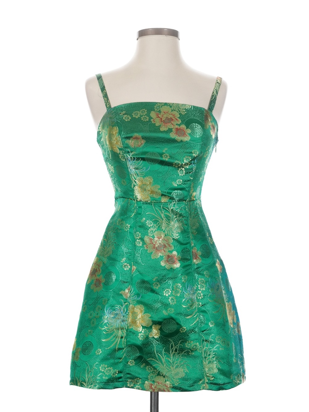 Urban Outfitters Green Floral Brocade Dress